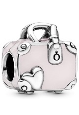 handsome silver pink travel bag Pandora baby charm